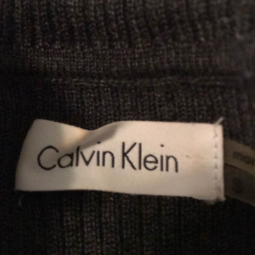 Gray ribbed short sleeve dress. Calvin Klein